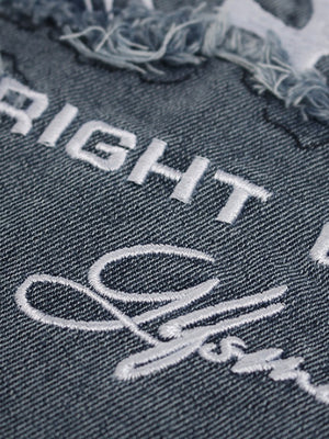 Ins Embroidery Washed Denim T-shirt