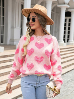Love Valentine's Day Color-blocked Knitted Sweater