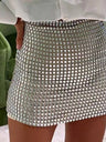 Grid Sequins Hip-hugging Skirts