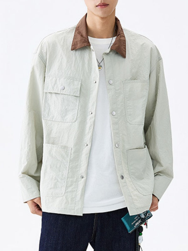 Multiple Pockets Loose-fit Shirts