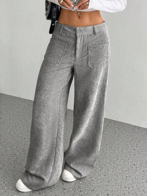Pocket Loose Wide-leg Pants
