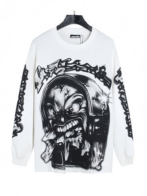 Dark Printed High Street Loose Long-sleeved T-shirt
