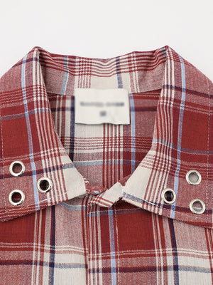 Plaid Loose-fit Letter Printed Shirts