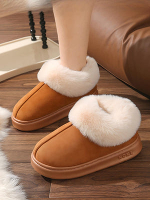 Solid Color Plush Thick-soled Boots