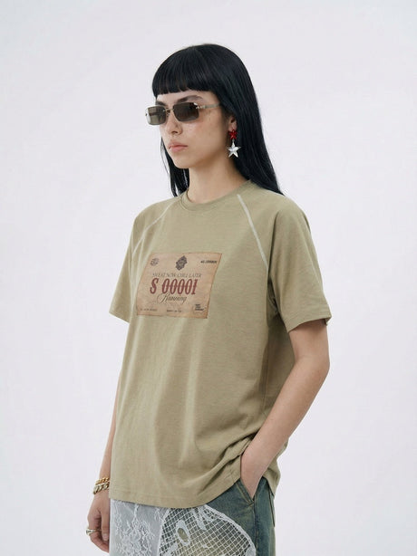 Retro Raglan Printed T-shirts