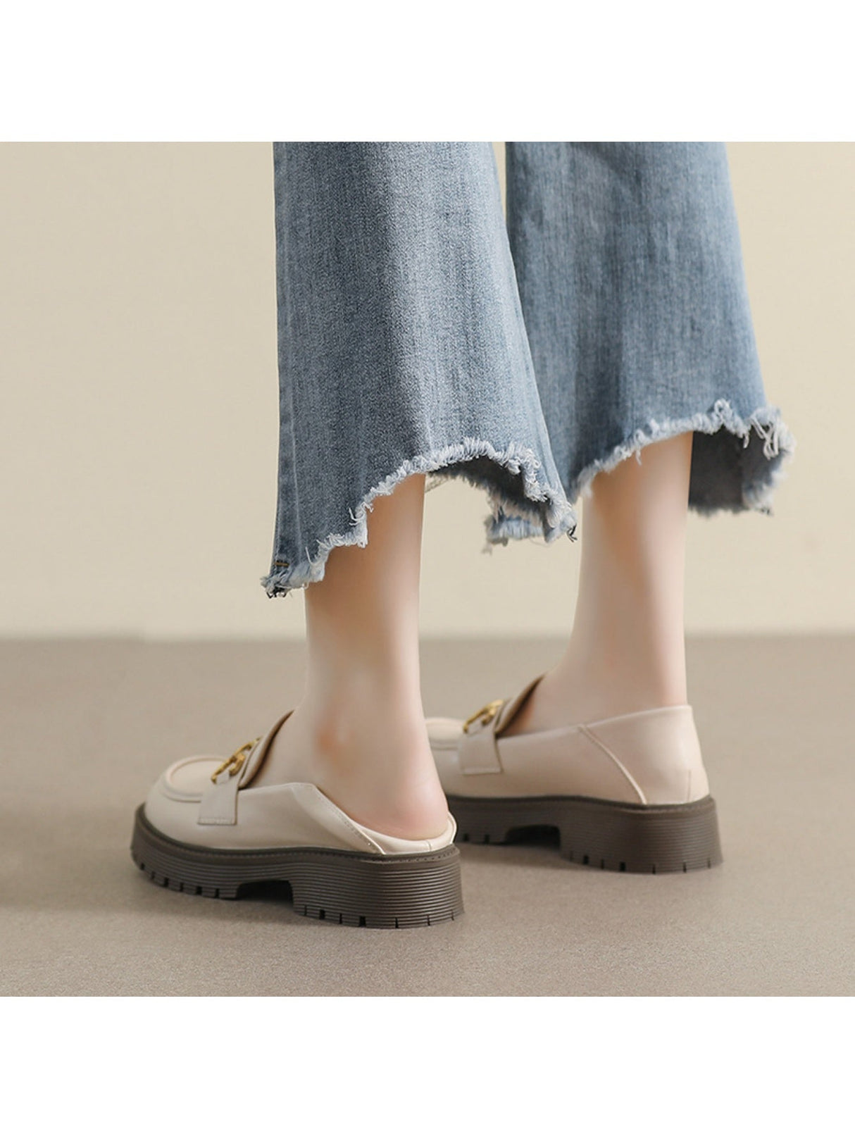 Liber Spring and Autumn Thick-soled Metal Buckle Women's Loafers