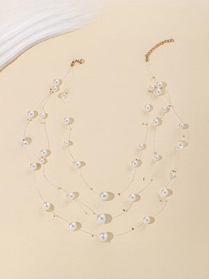 Multi-layered Pearl Pendant Necklace