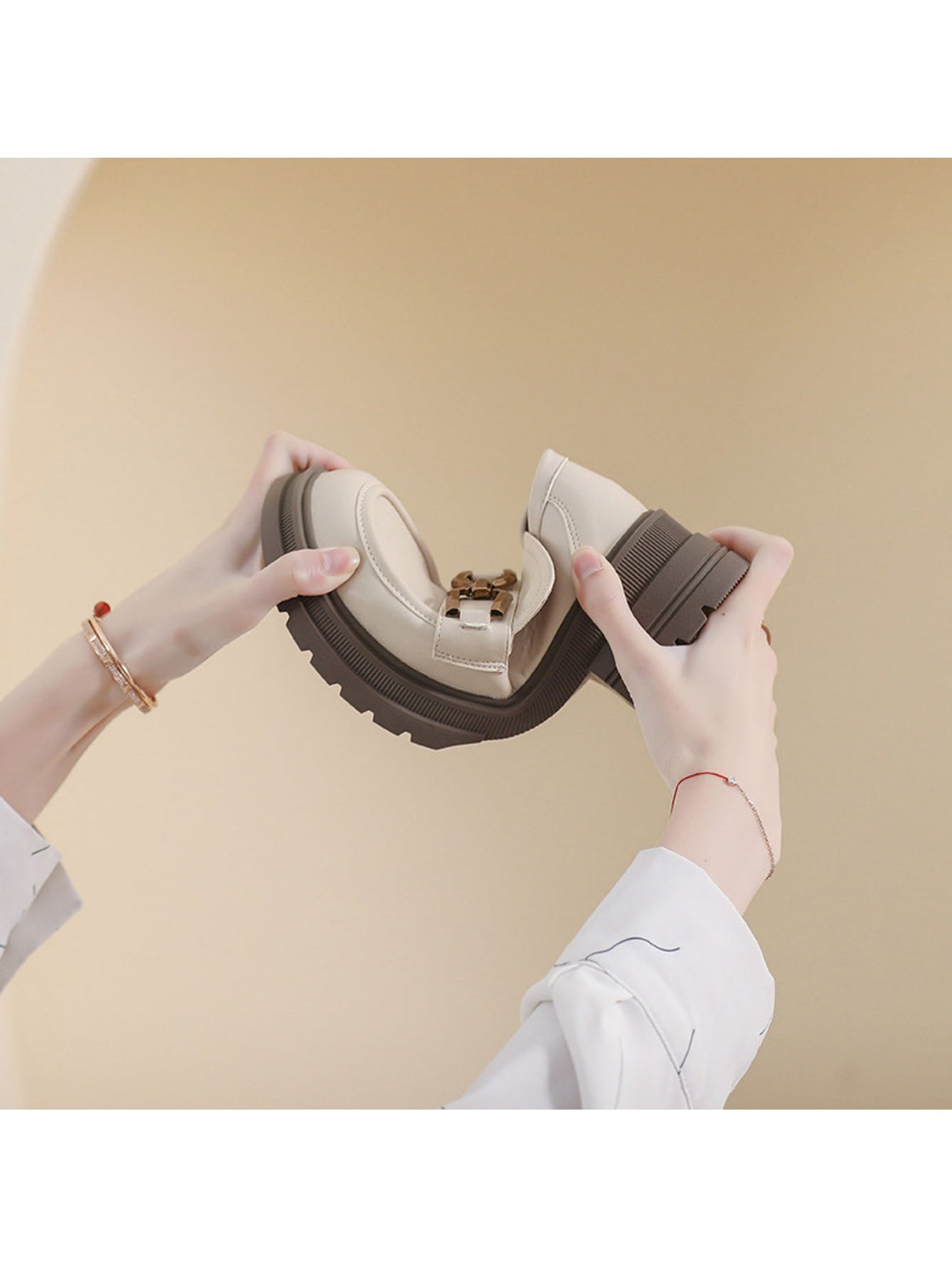 Liber Spring and Autumn Thick-soled Metal Buckle Women's Loafers