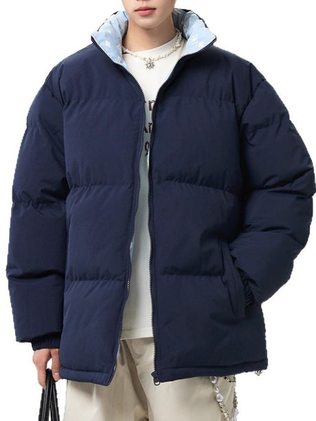 Color Interpolation Stand Collar Thickening Keep Warm Winter Coats