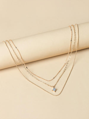 Square Diamond Multi-layer Necklace