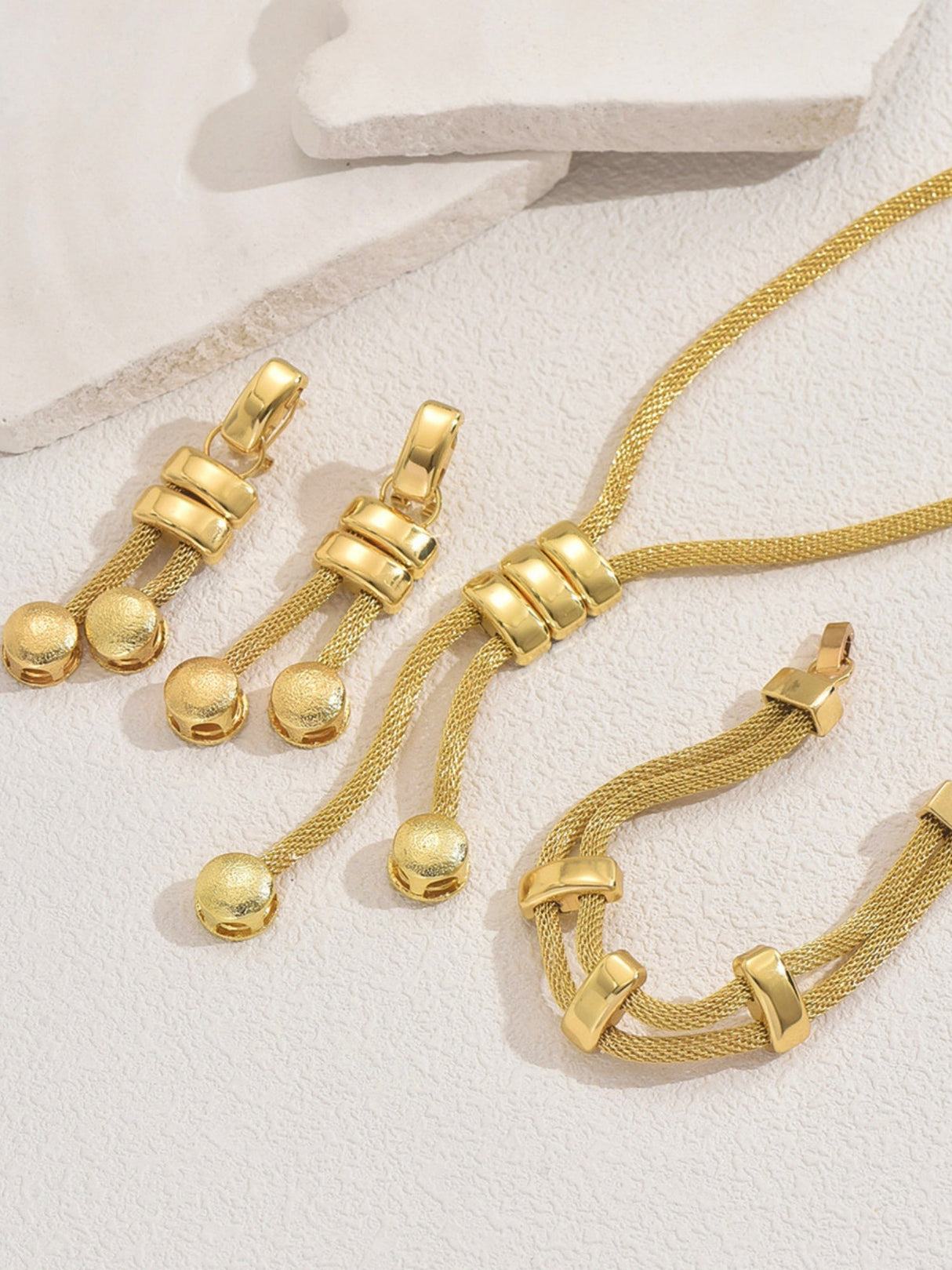 Geometric Tassels Necklace And Earrings Bracelet Jewelry Sets