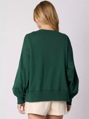 Christmas Bow Decorated Top Casual Long Sleeve Pullover Sweatshirt