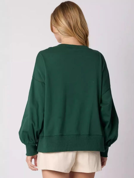 Christmas Bow Decorated Top Casual Long Sleeve Pullover Sweatshirt