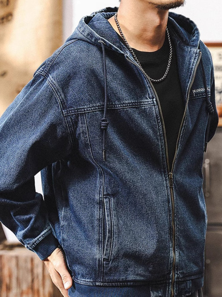 Retro Denim Washed Plush Denim Jacket