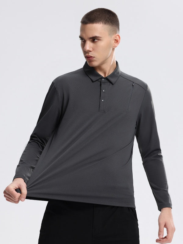 Sports Long Sleeve Base Layer Stand Collar POLO
