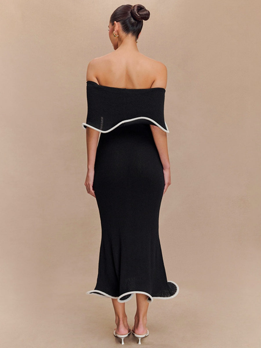 One-shoulder Splicing Hip-hugging Elegant Long Dress