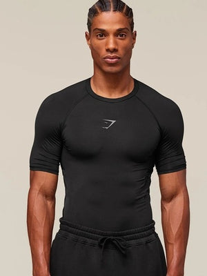GYMSHARK Sports Fitness Running Printed Tight T-shirts