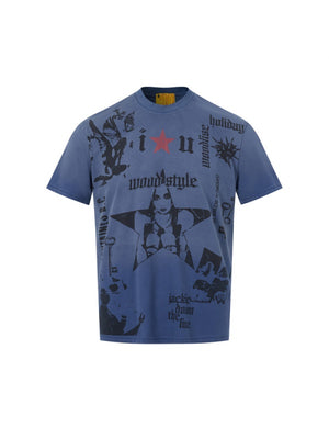 Punk Portrait Letter Graffiti Printed T-shirts