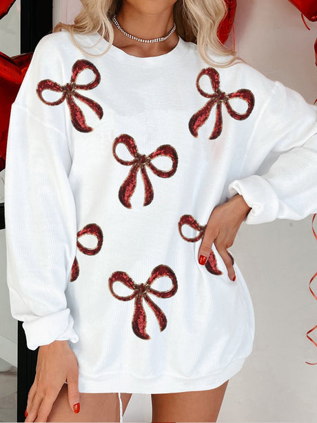 Christmas Bow Sequins And Glitter Valentine's Day Sweatshirts&Hoodies