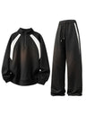 Color-blocked Half Zipper Loose-fit 2-piece Sets
