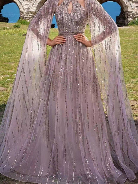 Mesh Tassel Sequins Evening Gown Maxi Dresses