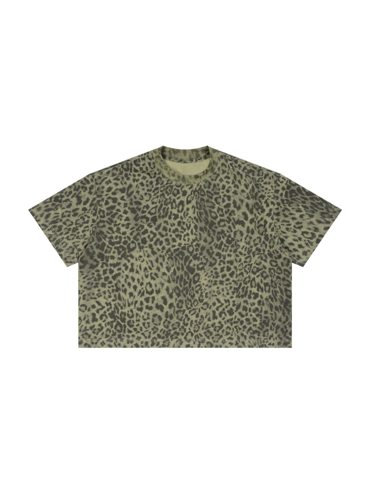 Loose-fit Cropped Leopard Print Printed T-shirt