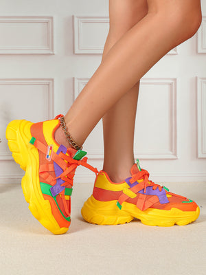 Color-blocked Platform Women's Casual Sneakers