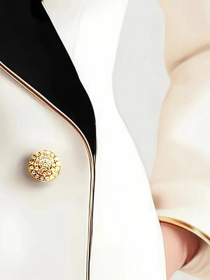 Grace Irregular Gold Trim Pearl Buttons Long Sleeve Slim Fit Profession Blazers