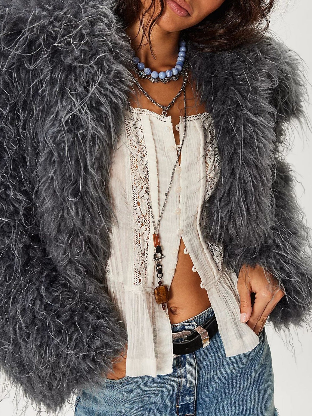 Collared Plush Retro Cardigan Long-sleeved Coat For Autumn And Winter