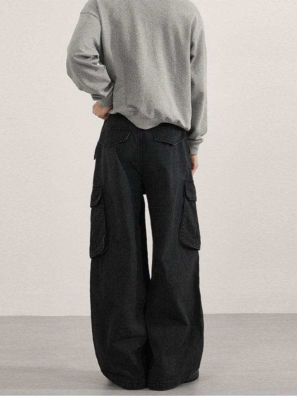Retro Washing Silhouette Loose Wide-leg Cargo Leisure Machete Cargo Trousers