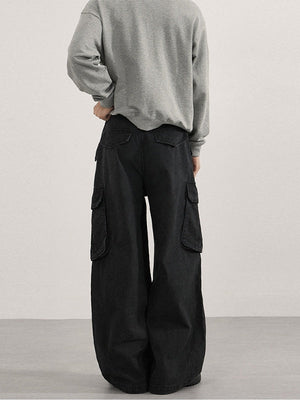 Retro Washing Silhouette Loose Wide-leg Cargo Leisure Machete Cargo Trousers