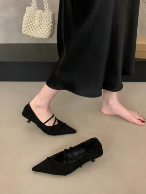 Suede Crisscross Strap Pointed Toe Stiletto Heels