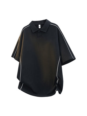 Stripes Patchwork Breathable Loose-fit POLO Shirt