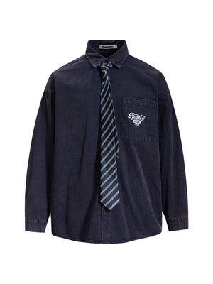 Liber Autumn Neutral wear Tie Plaid Shirts