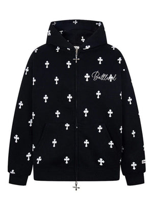 Gothic Alphabet Cross Full Print Hoodies