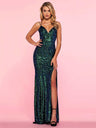 Rhinestone-encrusted, Sexy Sequined, Backless, Slimming, Slit Long Dress