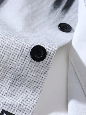 Shadow Print Personality Loose Lapel Long-sleeved Shirt