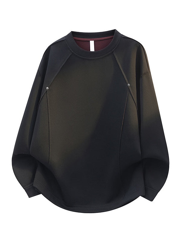 Segmentation Cutting Studs Collarless Sweatshirt