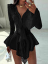 Ruffle Hip-hugging Flared Sleeves Mini&Short Dresses