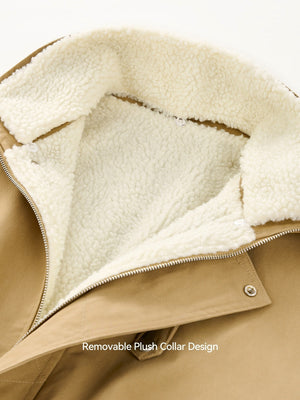 Removable Lapel Plush Contrasting Colors Jackets Coat