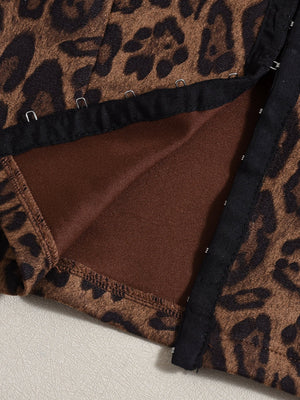 Liber Leopard Print Buttons Hollow Out Suede Tank Tops&Camis