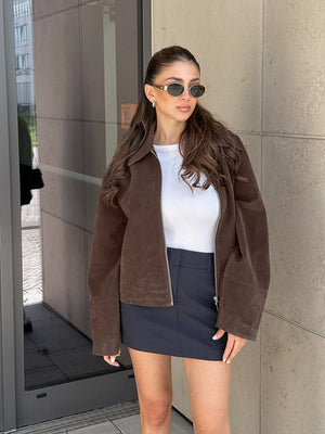 Suede Brown Zip-up Jacket