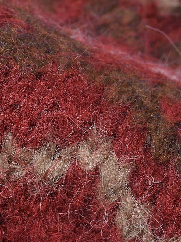 Gestreifte Jacquard-Mütze mit Umschlag, dick gestrickte Wintermütze, mit Thermofleece gefüttert, Einheitsgröße