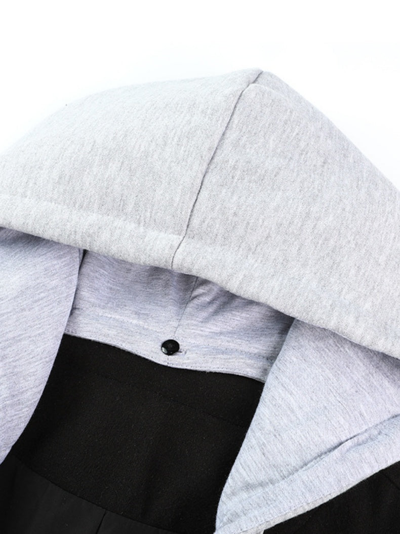 Manteau long noir à capuche