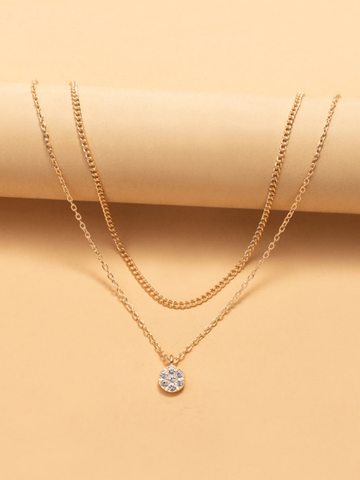Diamond-set Multi-layered Pendant Necklace
