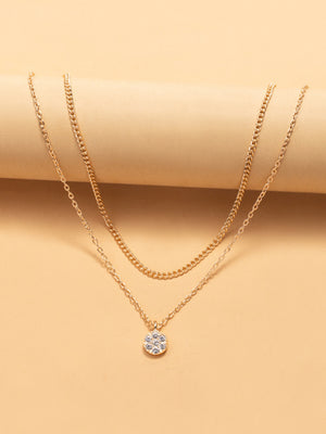 Diamond-set Multi-layered Pendant Necklace