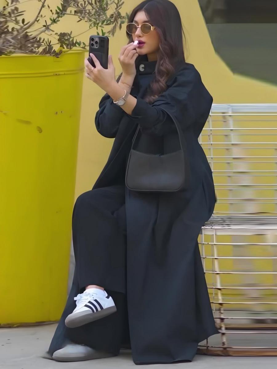 Single-breasted Stand Collar Long Trench Coats