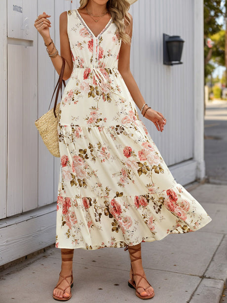 Trim Printed Maxi Dresses