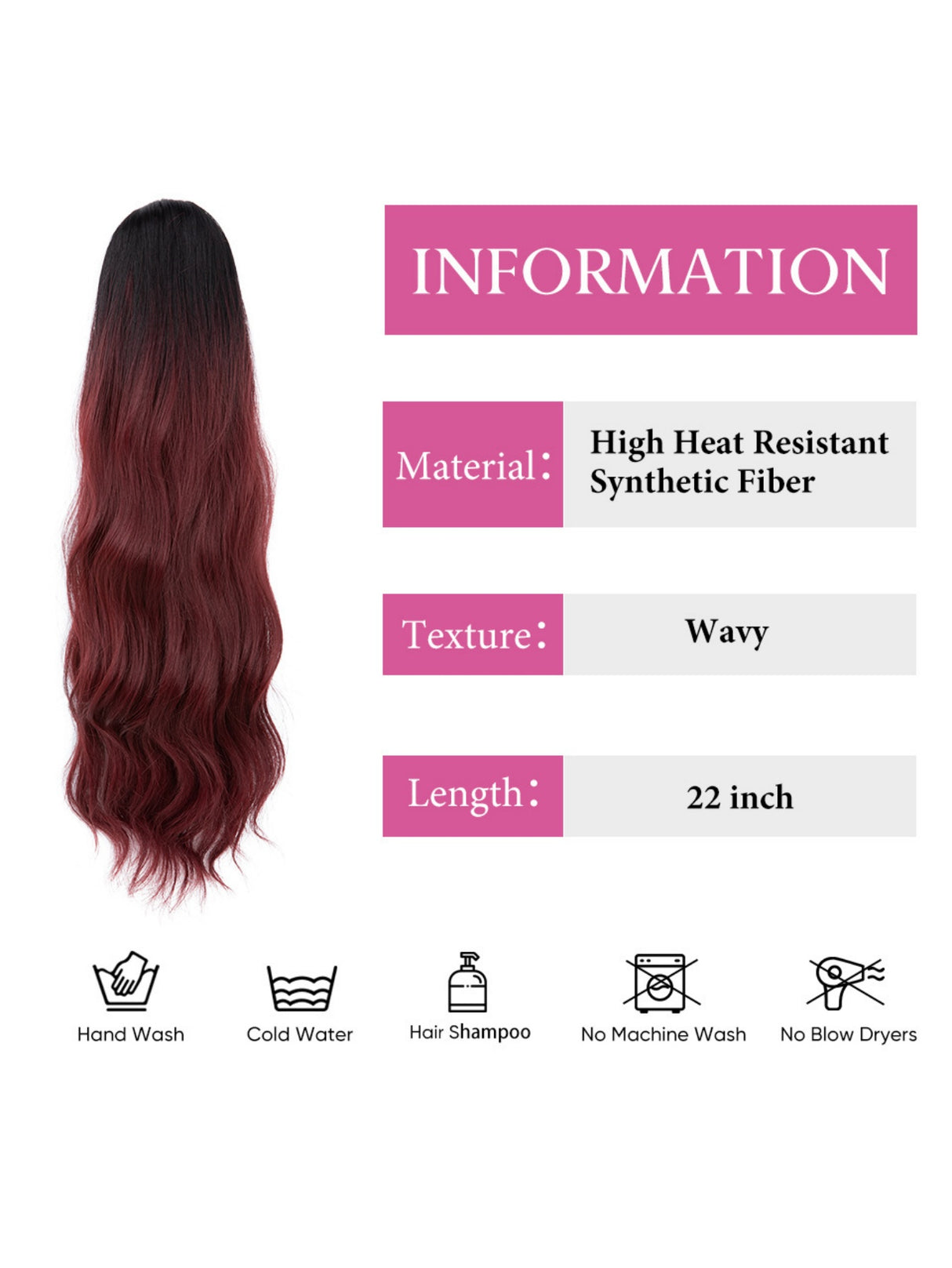 Pull-cord Hair Tie Water Ripple High-temperature Silk Ponytail Wig