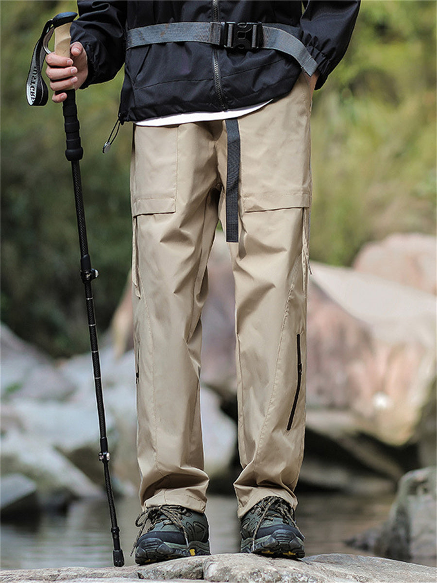 Liber Spring Men's Pocket decoration Solid Color Cargo Trousers